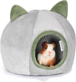 img 4 attached to 🏡 Cozy and Warm Shelter: EONMIR Guinea Pig House, Hamster Hedgehog Winter Nest