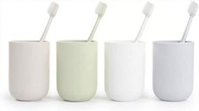 img 2 attached to White Plastic Bathroom Cup And Toothbrush Holder Set - 350Ml Capacity