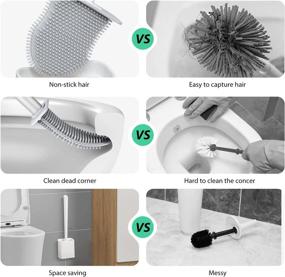 img 3 attached to 🚽 Toilet Brush with Holder and Base - Vinlley Toilet Scrubber Set for Quick Drying, featuring Bottom Drainage Design - White, Ideal for Bathroom Cleaning