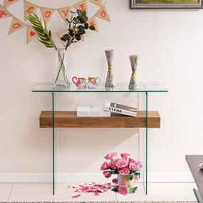img 4 attached to Narrow & Stylish Glass Console Table With Storage: Ideal For Modern Interiors, Small Spaces & Multiple Uses