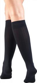 img 2 attached to Stylish And Comfortable Truform Compression Socks In Navy For Women - 15-20 MmHg, Knee High Over Calf Length, Large (1973NV-L)