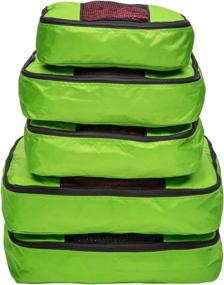 img 3 attached to 🧳 TravelWise Luggage Packing Cubes: 5 Pack - Lime, 2 Small, 2 Medium, 1 Large - Organize Your Travel Essentials Efficiently