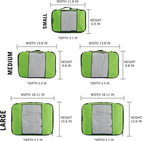 img 1 attached to 🧳 TravelWise Luggage Packing Cubes: 5 Pack - Lime, 2 Small, 2 Medium, 1 Large - Organize Your Travel Essentials Efficiently