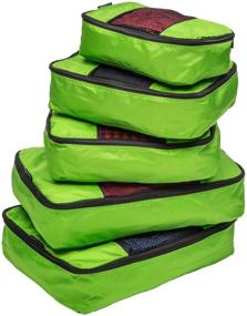 img 4 attached to 🧳 TravelWise Luggage Packing Cubes: 5 Pack - Lime, 2 Small, 2 Medium, 1 Large - Organize Your Travel Essentials Efficiently