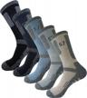 pack of 5 men's crew socks for climbing and hiking with cushioned performance logo