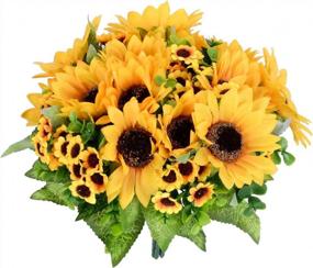img 4 attached to 2 Pack Lvydec Artificial Sunflower Bouquet - Brighten Home Decor With Fake Yellow Flowers For Weddings & More!