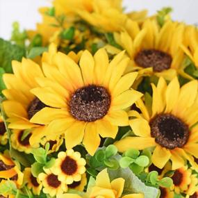 img 1 attached to 2 Pack Lvydec Artificial Sunflower Bouquet - Brighten Home Decor With Fake Yellow Flowers For Weddings & More!