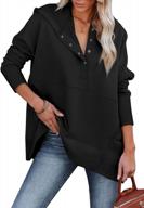 women's casual loose hoodies with long sleeves, button closure, and pocket - oversized sweatshirts by roskiki logo