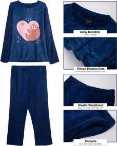 img 2 attached to Комплект пижамы ватки теплых и уютных женщин с длинными рукавами и мягкой тканью плюша