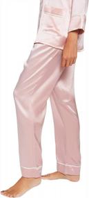 img 2 attached to Women'S 100% Mulberry Silk Two-Piece Button Down Long Length Pajama Set