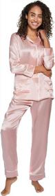 img 4 attached to Women'S 100% Mulberry Silk Two-Piece Button Down Long Length Pajama Set