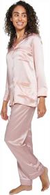 img 1 attached to Women'S 100% Mulberry Silk Two-Piece Button Down Long Length Pajama Set