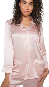 img 3 attached to Women'S 100% Mulberry Silk Two-Piece Button Down Long Length Pajama Set