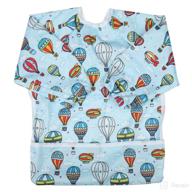 🎈 premium baby bib sleeved shirt: toddler painting drawing shirt with pocket (hot air balloon) - 1-3 years old logo