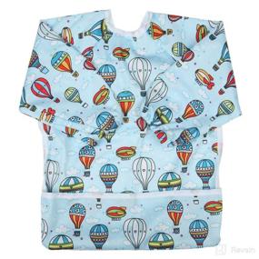 img 4 attached to 🎈 Premium Baby Bib Sleeved Shirt: Toddler Painting Drawing Shirt with Pocket (Hot Air Balloon) - 1-3 Years Old