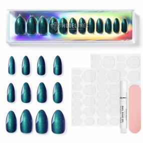 img 4 attached to Modelones Press On Nails, 24 Fake Metal Plating Short Glossy Nails 12 Sizes, With Nail Glue Nail Adhesive Tabs And Mini File, Reflective Mirror Nail Tips, Christmas Gift For Girls DIY Nail - Bet On You