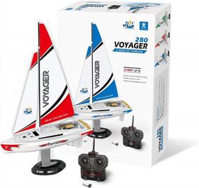 img 4 attached to Red PLAYSTEAM Voyager 280 RC Sailboat - Wind-Powered And 14 Inches Tall - Ideal For Remote Control Enthusiasts