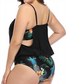 img 1 attached to Two-Piece Plus Size Swimsuit Set For Women With Blouson Tankini Top, Tummy Control Shorts, And Double Layer Design For Maximum Coverage And Comfort