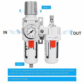 img 1 attached to NANPU 1/2" NPT Compressed Air Filter Regulator Lubricator Combo Water/Oil Trap Separator - Gauge(0-150 Psi), Poly Bowl, Semi-Auto Drain, Bracket - 3 In 1 Two Unit