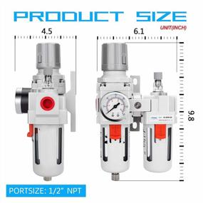 img 2 attached to NANPU 1/2" NPT Compressed Air Filter Regulator Lubricator Combo Water/Oil Trap Separator - Gauge(0-150 Psi), Poly Bowl, Semi-Auto Drain, Bracket - 3 In 1 Two Unit