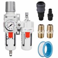 nanpu 1/2" npt compressed air filter regulator lubricator combo water/oil trap separator - gauge(0-150 psi), poly bowl, semi-auto drain, bracket - 3 in 1 two unit логотип