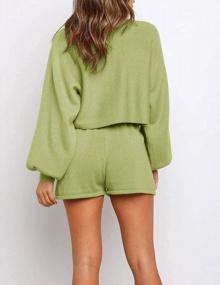 img 2 attached to Cozy And Chic: Yaluntalun Women'S Knit Long Sleeve Crop Top And Shorts Loungewear Pajama Set