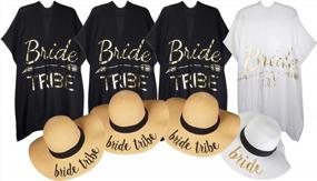 img 3 attached to Bridal Party Bundle: Beach Sun Hats And Cover Ups For Bride Tribe And Maid Of Honor By Funky Junque