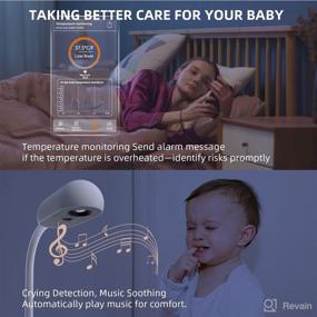 img 2 attached to Cheego Smart Baby Monitor with HD Video Camera and Audio - Contact-Free Testing of Baby Temperature, 2-Way Talk, Nightlight, Night Vision, Room Humidity & Temp, Wake-up & Crying Detection + floor stand