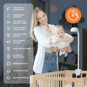 img 3 attached to Cheego Smart Baby Monitor with HD Video Camera and Audio - Contact-Free Testing of Baby Temperature, 2-Way Talk, Nightlight, Night Vision, Room Humidity & Temp, Wake-up & Crying Detection + floor stand