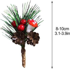 img 1 attached to 10Pcs Medium Artificial Pine Picks With Fake Gold Berries, Branches, Cones & Needles For Christmas Party Flower Arrangements Wreaths Xmas Tree Gift Decor