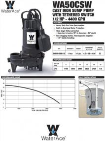 img 3 attached to 1/2 HP WaterAce WA50CSW Sump Pump - Durable Black Design