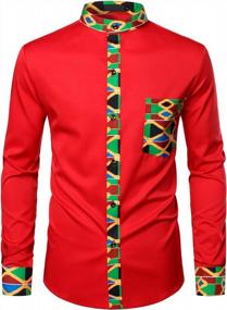 img 4 attached to LucMatton Men'S African Print Dress Shirt | Stylish Mandarin Collar Dashiki Long Sleeve Button Up