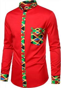 img 2 attached to LucMatton Men'S African Print Dress Shirt | Stylish Mandarin Collar Dashiki Long Sleeve Button Up