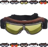 🏍️ peicees vintage motorcycle goggles: aviator style pilot helmet eyewear for motorcross, mountain biking, scooter, and atv riding logo