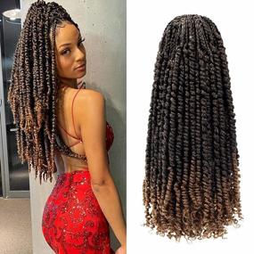 img 4 attached to 18In Pre-Twisted Passion Twist Hair For Black Women - 8Packs Ombre Brown Bohemian Extensions