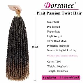 img 2 attached to 18In Pre-Twisted Passion Twist Hair For Black Women - 8Packs Ombre Brown Bohemian Extensions