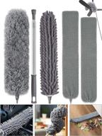 🧹 heoath 5pcs high reach dusting kit - extension pole (30-100 inch), microfiber feather dusters, cobweb brush, ceiling fan duster - non-scratch, bendable, washable - thicker pole for enhanced cleaning logo