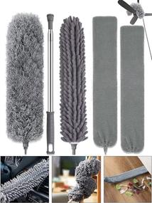 img 4 attached to 🧹 HEOATH 5PCS High Reach Dusting Kit - Extension Pole (30-100 inch), Microfiber Feather Dusters, Cobweb Brush, Ceiling Fan Duster - Non-Scratch, Bendable, Washable - Thicker Pole for Enhanced Cleaning