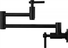 img 4 attached to Matte Black Wall-Mounted Pot Filler Faucet With Double Joint Swing Arms And Two Handles For Kitchen, Solid Brass Folding Faucet, Single Hole Design - BZOOSIU