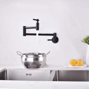 img 1 attached to Matte Black Wall-Mounted Pot Filler Faucet With Double Joint Swing Arms And Two Handles For Kitchen, Solid Brass Folding Faucet, Single Hole Design - BZOOSIU