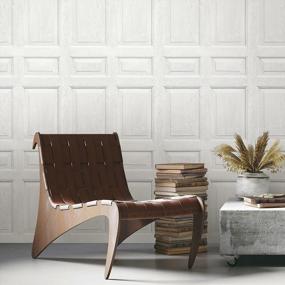 img 3 attached to Peel And Stick White Beveled Wood Paneling Wallpaper By RoomMates - RMK12005WP