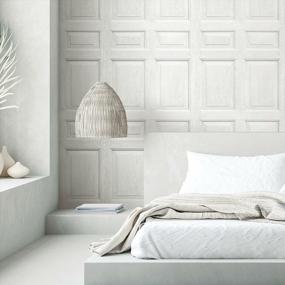 img 2 attached to Peel And Stick White Beveled Wood Paneling Wallpaper By RoomMates - RMK12005WP