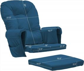 img 2 attached to Royal Blue Velvet Glider Rocker Replacement Cushions With Storage - Non-Slip And Washable Set Of 5 Pieces For Rocking Chairs