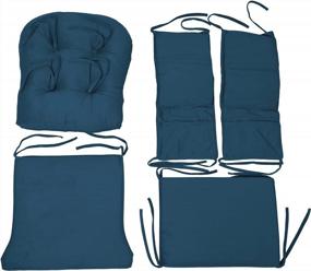 img 1 attached to Royal Blue Velvet Glider Rocker Replacement Cushions With Storage - Non-Slip And Washable Set Of 5 Pieces For Rocking Chairs