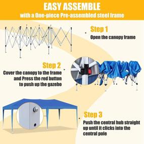 img 2 attached to ECOTOUGE 10 X20 Pop Up Canopy With Sturdy Frame, Folding Patio Canopies Height Adjustable, Anti-UV & Waterproof Outdoor Canopy Tent With Portable Carry Bag For Parties, Commercial(Blue)