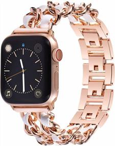 img 3 attached to Apple Watch Band 38Mm 40Mm 41Mm Bling Diamond Rhinestone Metal Link Bracelet For Women Series 8 7 6 5 4 3 2 1 SE Rose Gold Compatible
