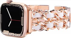 img 4 attached to Apple Watch Band 38Mm 40Mm 41Mm Bling Diamond Rhinestone Metal Link Bracelet For Women Series 8 7 6 5 4 3 2 1 SE Rose Gold Compatible