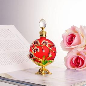 img 4 attached to Stunning 30ML Red Flower Glass Perfume Bottle - Refillable And Decorative Crystal Decanter