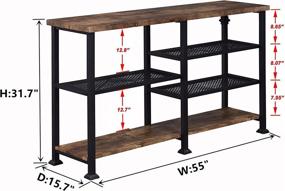 img 3 attached to Industrial 3-Tier Sofa Table W/ Storage Shelf - Vintage Console For Entryway, Hallway & Living Room | Hombazaar Retro Brown