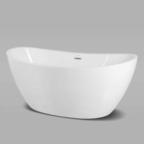 img 3 attached to FerdY Naha 67 Acrylic Freestanding Bathtub - Curve Edge Soaking Tub, Glossy White Finish, CUPC Certified & Toe-Tap Chrome Drain/Overflow Assembly Included!